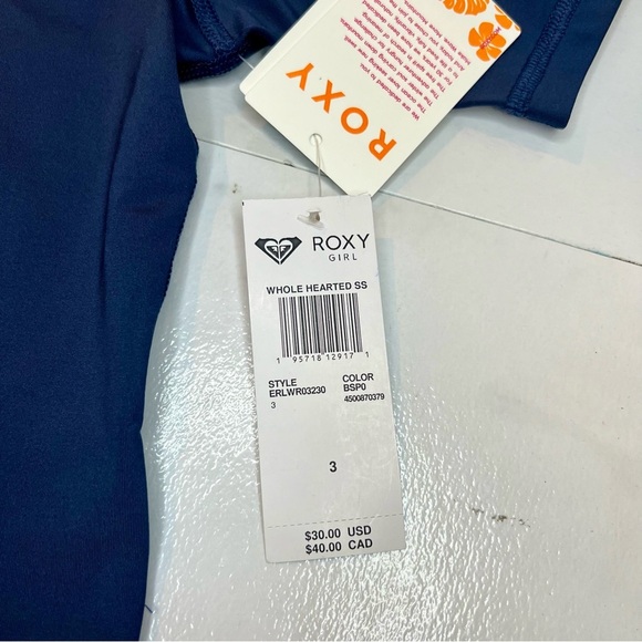 Roxy Whole Hearted UPF 50 Short Sleeve Rashguard blue size 3 NWT - Picture 5 of 8